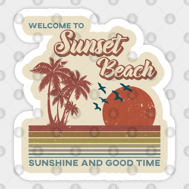Sunset Beach - Sunset Beach Retro Sunset Sticker by Mondolikaview